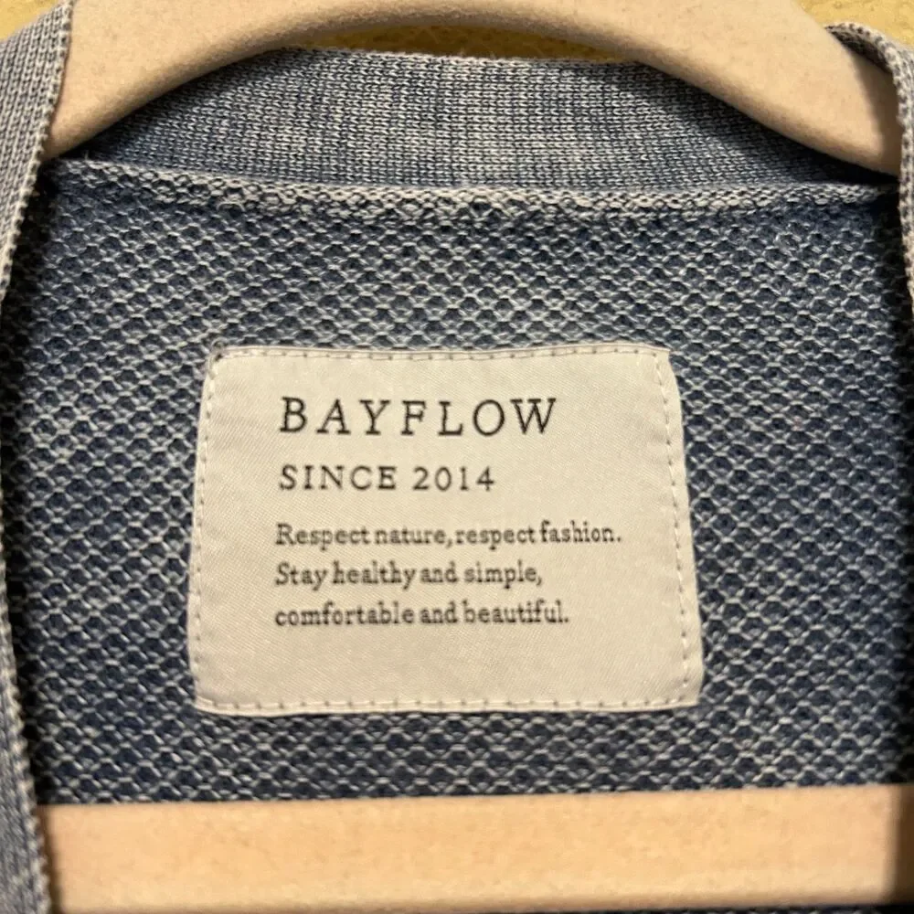 Bayflow Linen Blend Cardigan Sweaters Size 2 US Small Blue Vintage Wash Pockets
